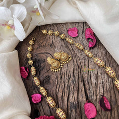 Vriksham Traditional Bridal Gold Ruby-Inspired Beaded Neckpiece–G20652