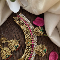 Vriksham Exquisite Kundan Jadau Jalebi Style Lakshmi Neckpiece-J3000