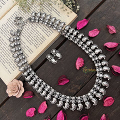 Vriksham Paisley Statement Jewelry Oxidized Silver Long Haram-S966