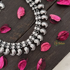 Vriksham Paisley Statement Jewelry Oxidized Silver Long Haram-S966