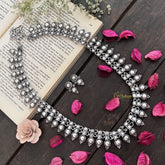 Vriksham Oxidized German Silver Bead Long Haram-S963