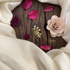 Vriksham Exclusive Red White AD Stone Nath / Nose pin-Pearl-G15898