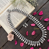 Vriksham Oxidized Silver Mango Motif Oxidized German Silver Long Haram-S965