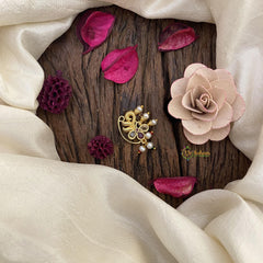 Vriksham Gold Look Alike Red White AD Stone Nath / Nose pin-Pearl-G15897