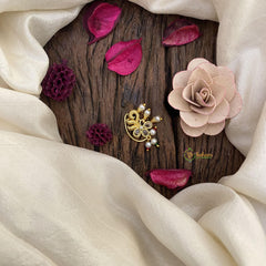 Vriksham Gold Look Alike White AD Stone Nath / Nose pin-Pearl-G15894