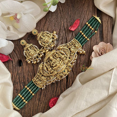 Vriksham Five Layer Jadau Kundan Lakshmi High Neck Choker-Gold Bead-J3004