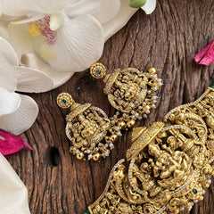 Vriksham Five Layer Jadau Kundan Lakshmi High Neck Choker-Gold Bead-J3004