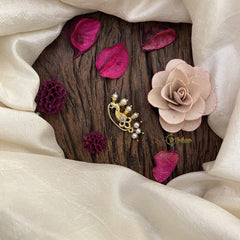 Vriksham Unique White AD Stone Nath / Nose pin-Pearl-G15885