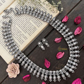 Vriksham Oxidized Silver Marquise Motif Jewelry Oxidized Silver Long Haram-S967