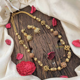 Vriksham Vethakam Traditional Gold Ball Red Ruby Beaded Neckpiece-G20659