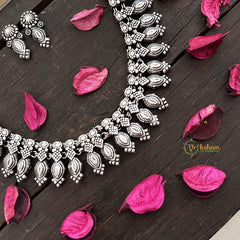 Vriksham Oxidized Silver Marquise Motif Jewelry Oxidized Silver Long Haram-S967