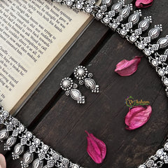 Vriksham Oxidized Silver Marquise Motif Jewelry Oxidized Silver Long Haram-S967