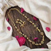 Vriksham Vethakam Traditional Gold Ball Green Emerald Beaded Neckpiece–G20658