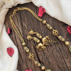 Vriksham Vethakam Traditional Gold Ball Green Emerald Beaded Neckpiece–G20658