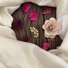 Vriksham Elegant Red Green AD Stone Nath / Nose pin-Pearl-G15904