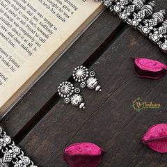 Vriksham Temple-Inspired Oxidized German Silver Long Haram-S964