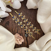 Vriksham Premium Kemp Single Strand Kundan Jadau Maatil with White Pearl-Blue-J2992