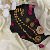 Vriksham Gold Look Alike Red AD Stone Lakshmi Pendant Beaded Mala-G17024