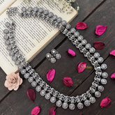 Vriksham Handcrafted Oxidized Silver Lakshmi Leaf Long Haram-S968