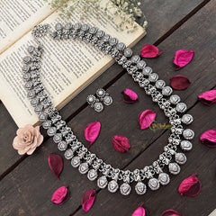 Vriksham Handcrafted Oxidized Silver Lakshmi Leaf Long Haram-S968