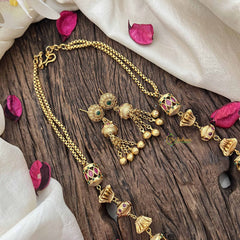 Vriksham Antique Traditional Design Heritage Red With Green Dot Beaded Neckpiece–G20657