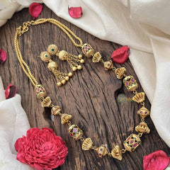 Vriksham Antique Traditional Design Heritage Red With Green Dot Beaded Neckpiece–G20657