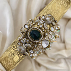Vriksham Green Stone Victorian Diamond Pendant Hipbelt -VV1965