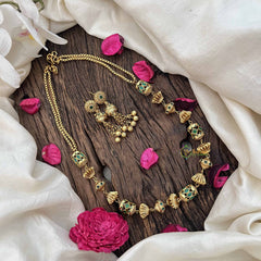 Vriksham Antique Traditional Design Heritage Green Beaded Neckpiece–G20656