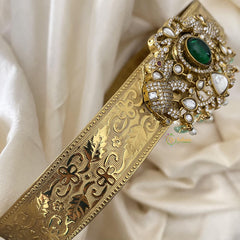 Vriksham Green Stone Victorian Diamond Pendant Hipbelt -VV1965