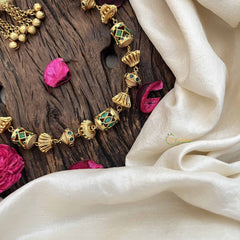 Vriksham Antique Traditional Design Heritage Green Beaded Neckpiece–G20656