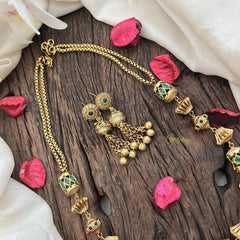 Vriksham Antique Traditional Design Heritage Green Beaded Neckpiece–G20656