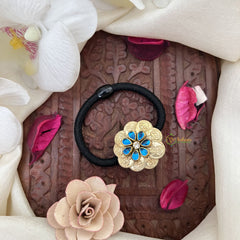 Vriksham Lakshmi Coin Pendant Rubber Band-Sky Blue-H1009