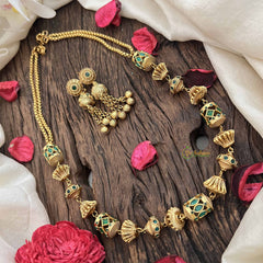 Vriksham Antique Traditional Design Heritage Green Beaded Neckpiece–G20656