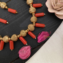 Vriksham Unique Gold Look Alike Coral Beaded Mala-G17010