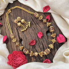 Vriksham Antique Traditional Design Heritage Ruby Beaded Neckpiece–G20655