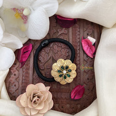 Vriksham Lakshmi Coin Pendant Rubber Band-Dark Green-H1012