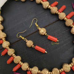 Vriksham Unique Gold Look Alike Coral Beaded Mala-G17010