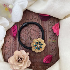 Vriksham Lakshmi Coin Pendant Rubber Band-Blue-H1013