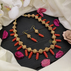 Vriksham Unique Gold Look Alike Coral Beaded Mala-G17010
