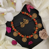 Vriksham Exquisite Lakshmi Coin with Coral Beaded Mala-G17011