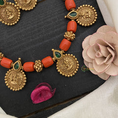Vriksham Exquisite Lakshmi Coin with Coral Beaded Mala-G17011