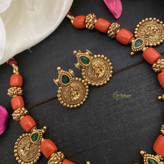 Vriksham Exquisite Lakshmi Coin with Coral Beaded Mala-G17011