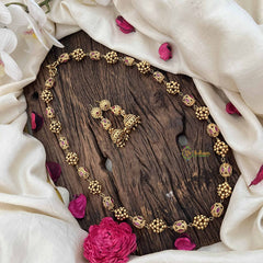 Vriksham Temple Inspired Kundan & Gold Ball Red Ruby Beaded Neckpiece-G20663