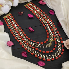 Vriksham Antique Layered Coral & Pearl Beaded Mala-G17006