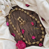 Vriksham Temple Inspired Kundan & Gold Ball Red Ruby & Green Emerald Beaded Neckpiece-G20661