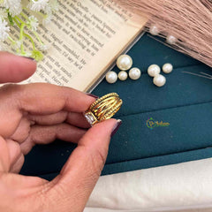 Vriksham Marquise Crystal Multi-Row Statement Ring Anti Tarnish Finger Ring-G21950