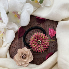 Vriksham Floral Pendant Rubber Band-Pink-H1019