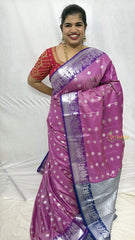 Vriksham Rani Pick Color With Silver Zari Palakku Border Kanchi Silk Saree-VS4748