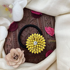 Vriksham Floral Pendant Rubber Band-Yellow-H1020