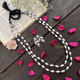 Vriksham Oxidized Silver Double Layer Beaded Long Dolki Neckpiece-S974